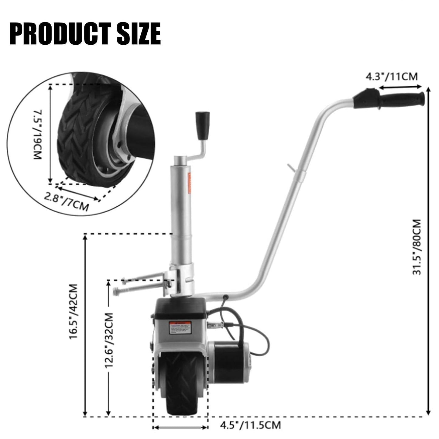 Electric Trailer Dolly, Trailer Mover Motorized 12V/350W Trailer Jack, Power Mover Maneuver Trailer Boat