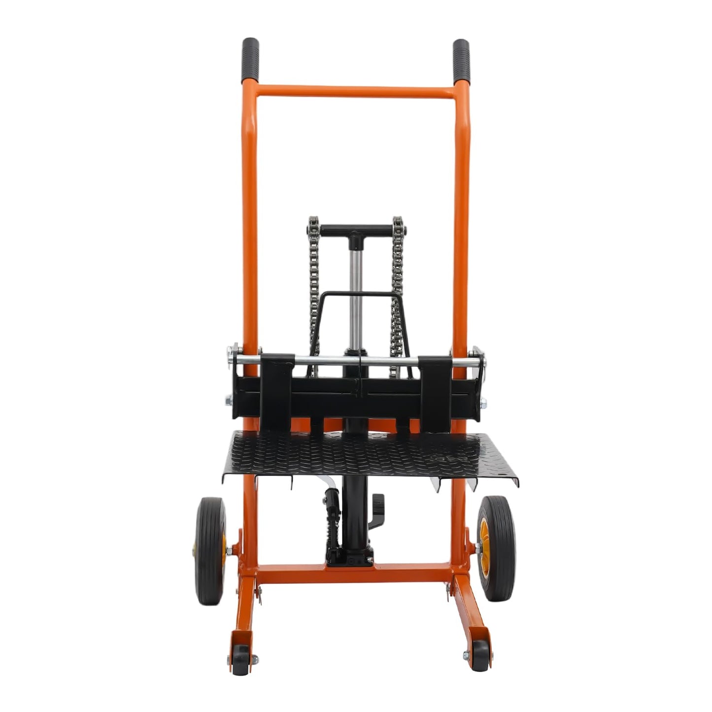 Hydraulic Material Lift Winch Stacker 577 lbs Capacity, Heavy Duty Adjustable Lift Stacker, 35.43in Max Lift, Hand Hydraulic Material Lift Pallet Truck for Workshops, Warehouses, Factories