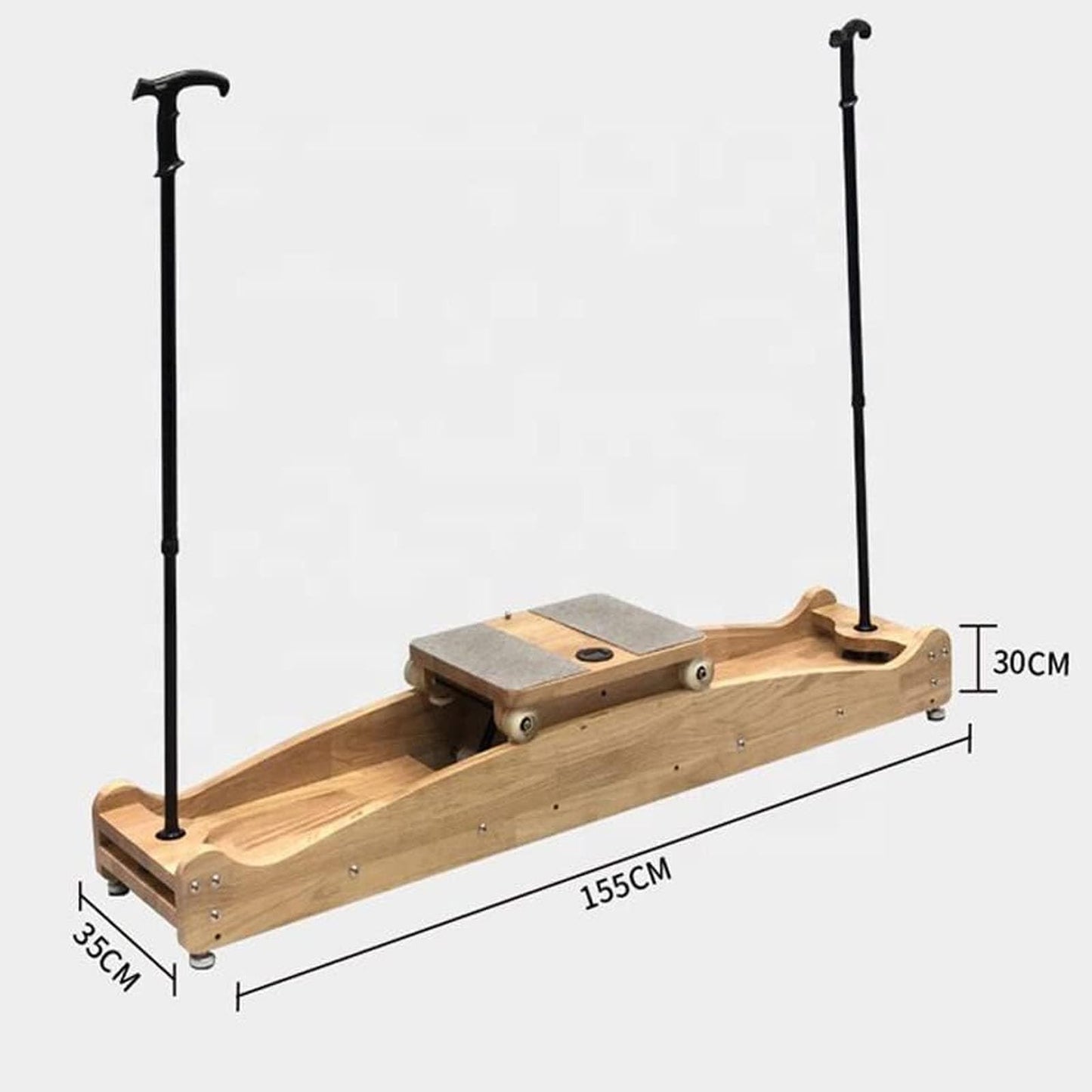 Ski Trainer Machine, Multi-Function Elliptical Cross Trainer with Armrest Height Adjustable Powdered Aluminum Polypropylene White Oak Veneer Load-Bearing About 150kg, Leg Exercise Equipment