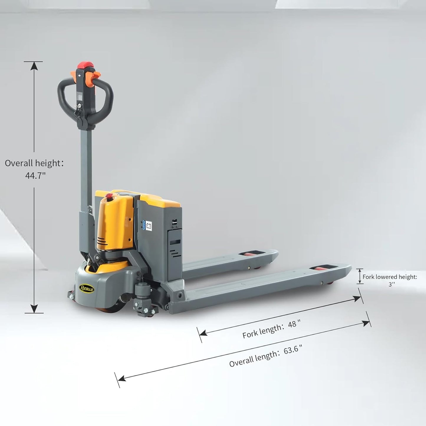 APOLLOLIFT 3300lb Capacity Electric Pallet Jack Truck, Lithium Powered Pallet Truck 48"x27" Forks Lift Jack with Extra Battery