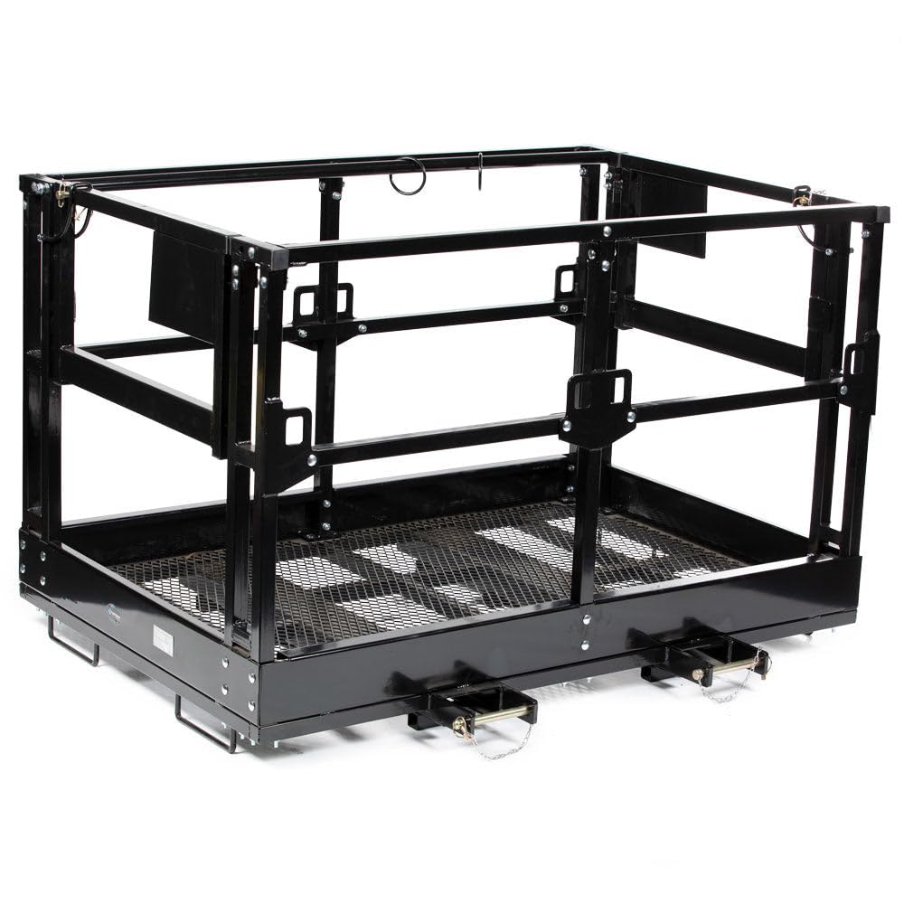Titan Attachments 4' x 6' Mesh Telehandler Work Platform, Man Safety Basket, Forklift Attachment, Safety Cage