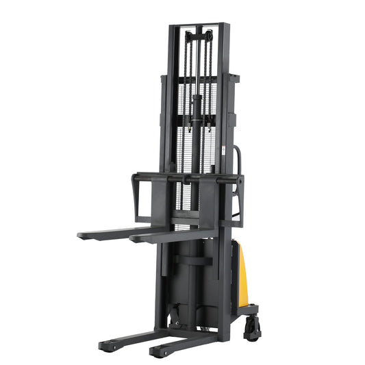 Aequanta Semi Electric Stacker 3300lbs Capacity 118" Max.Lifting Height Fixed Legs Pallet Stacker, Suitable for Open Bottom Pallet