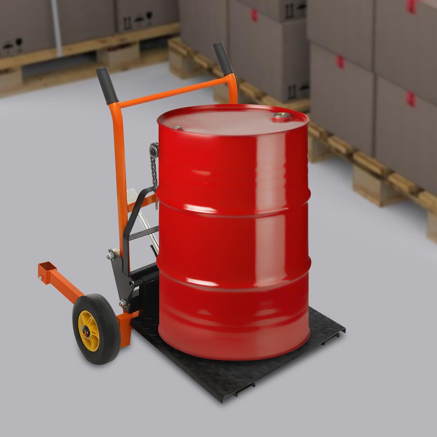 BRICZUNA Hydraulic Material Lift Pallet Truck Dolly Adjustable Forklift Stacker Pallet Jack Hydraulic Material Lift Winch Stacker for Workshops & Warehouses, Tangerine (31" H, Max. Load 441 Lbs)