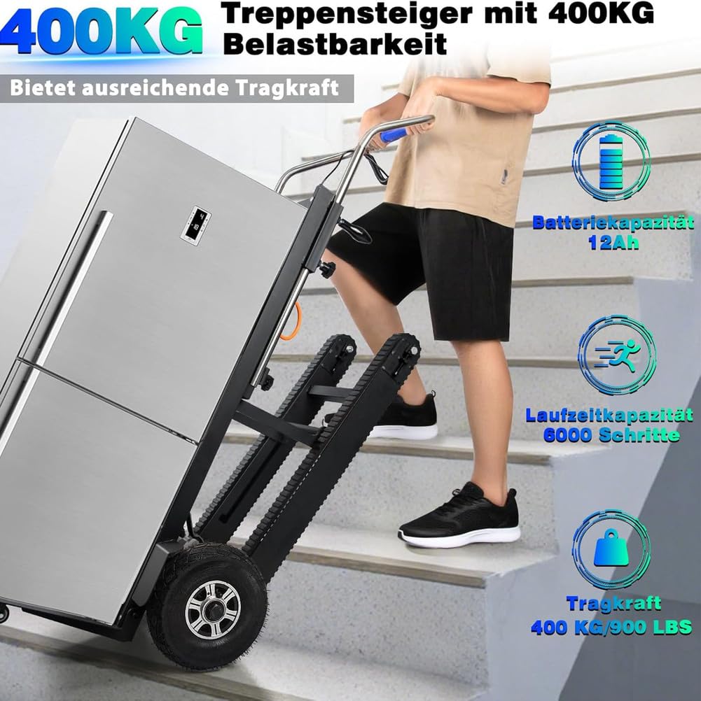 Electric Stair Climber Heavy Object Sack Truck Removable Battery Load Capacity for Straight Curved Stairs Effortless Heavy Load Transport Electric Stair Climbing (D)
