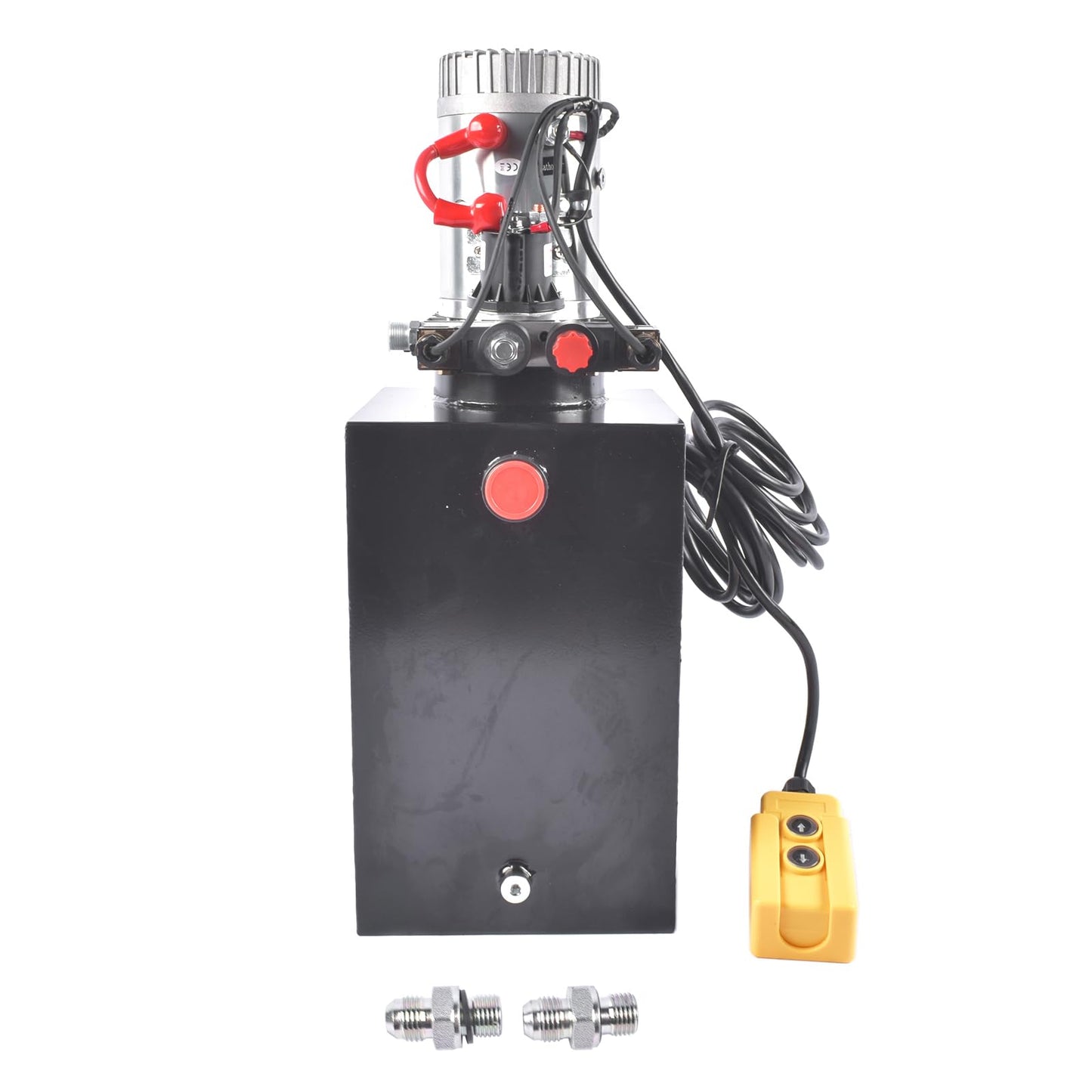 15 Quart 12V DC Hydraulic Power Unit, 3200 PSI Double Acting Hydraulic Pump with Metal Reservoir for Dump Trailers, Truck Hoists, Car Lifts, RV Leveling Jacks | Heavy Duty, SAE #6 Port, Mixizap