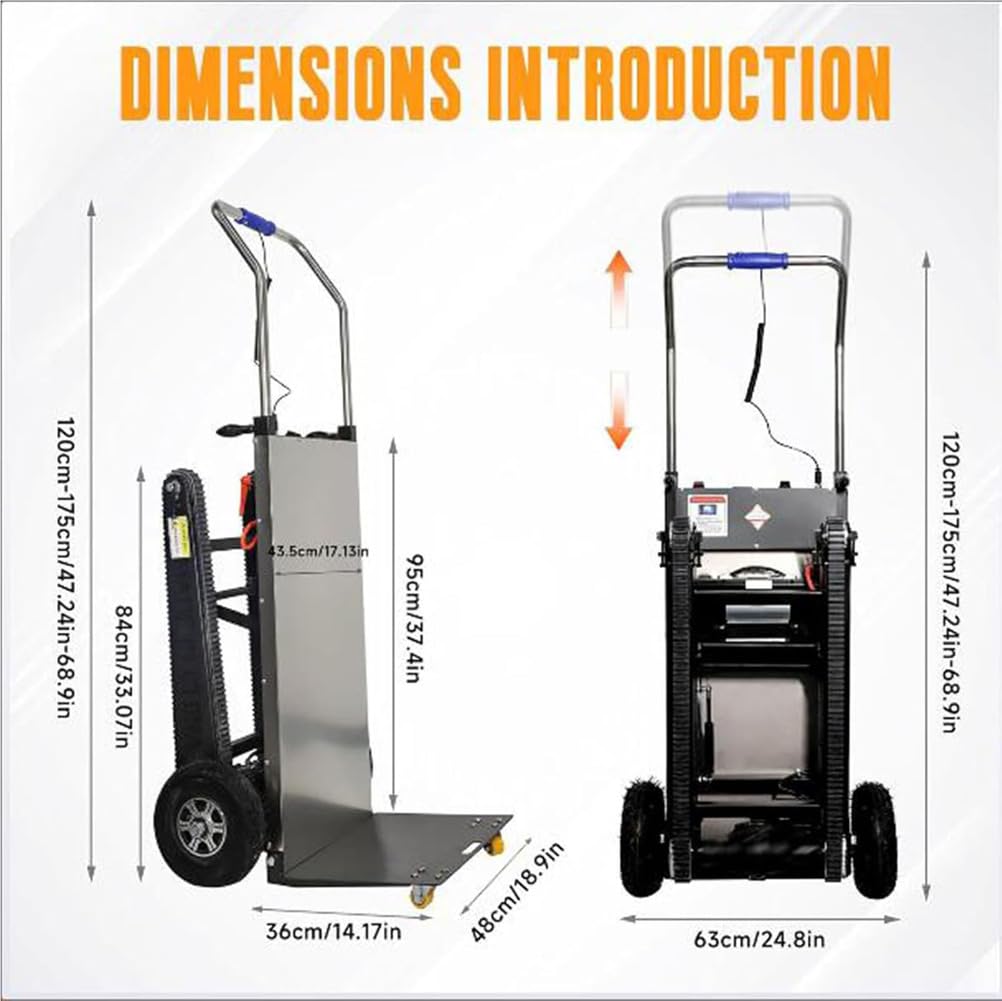 Electric Stair Climber Heavy Object Sack Truck Removable Battery Load Capacity for Straight Curved Stairs Effortless Heavy Load Transport Electric Stair Climbing (A)