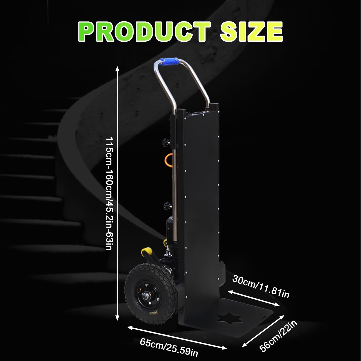 Electric Stair Climbing Hand Trucks Heavy Duty,880 LBS Hand Trucks High Load Capacity Electric Stair Climbing Hand Trucks Dolly Cart (Black, 2 Batteries)