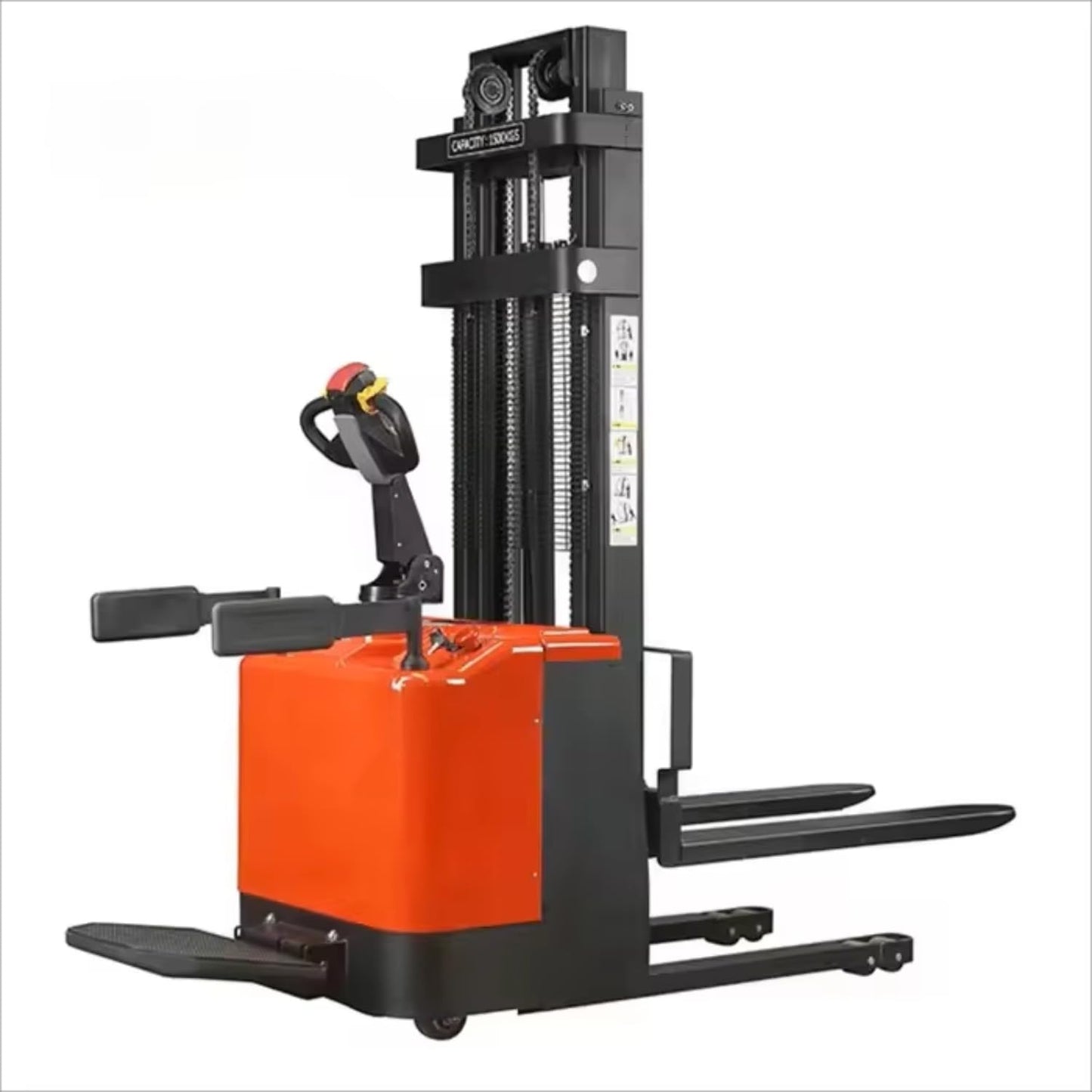 1.5–2 Ton Full Electric Pallet Stacker, Walk-Behind Lift Truck for Warehouse Material Handling