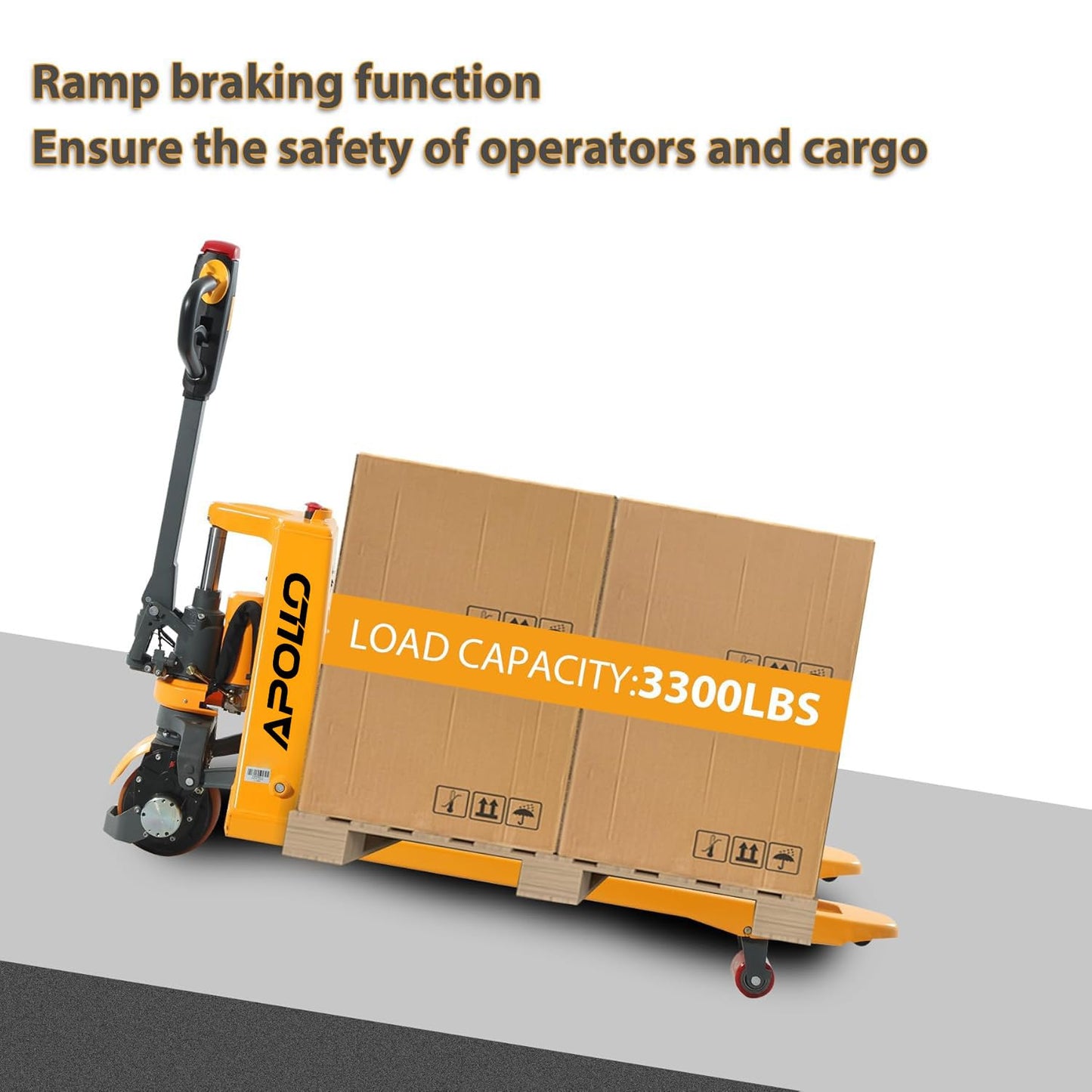 APOLLOLIFT Electric Pallet Jack Truck Powered Lithium Battery Classic Pallet Truck 3300Lbs Capacity 48" x27" Fork Length Multi-Function Handle with Extra Lithium Battery