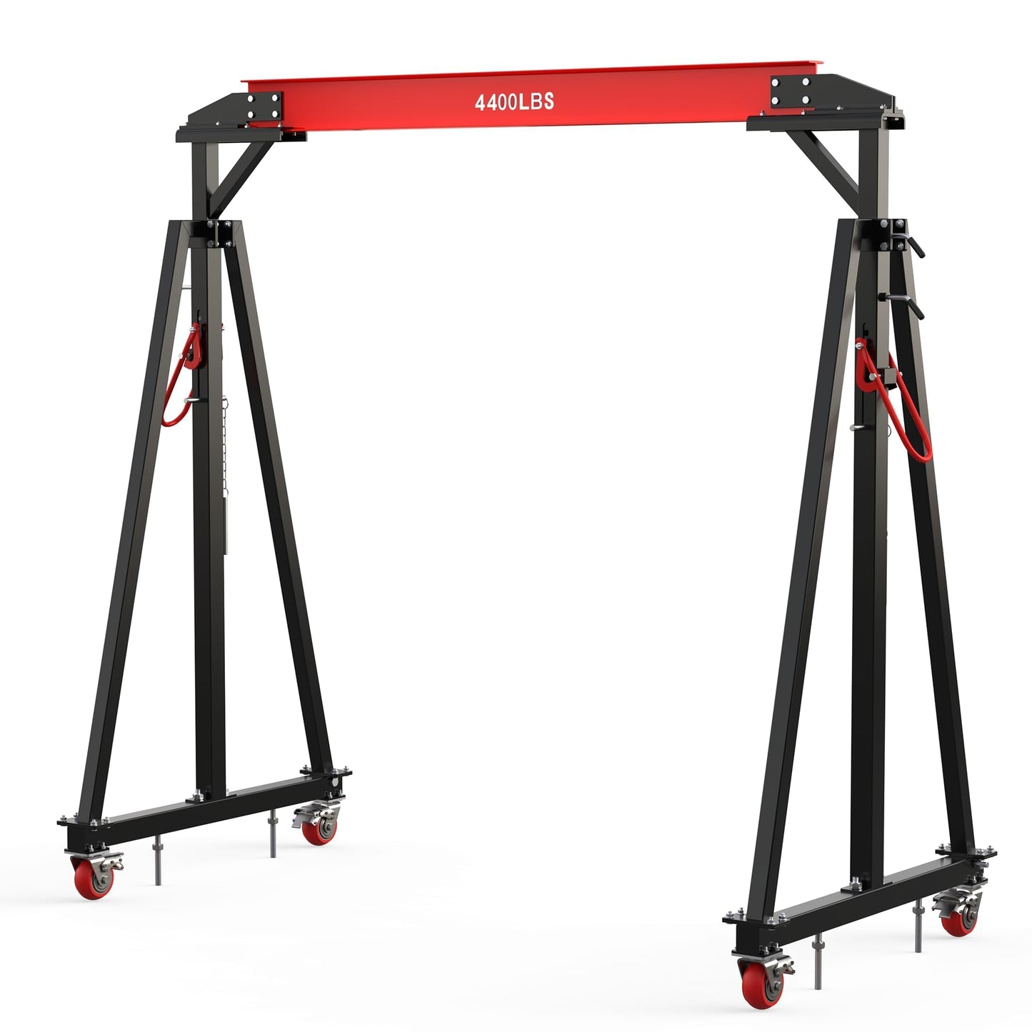 Adjustable Gantry Crane 1 Ton 2200 Lb, 12 Height Positions 97-141 in, Triangle Base a-Frame, Heavy Duty Steel i-Beam, Portable Lifting Crane for Warehouse, Shop, Construction