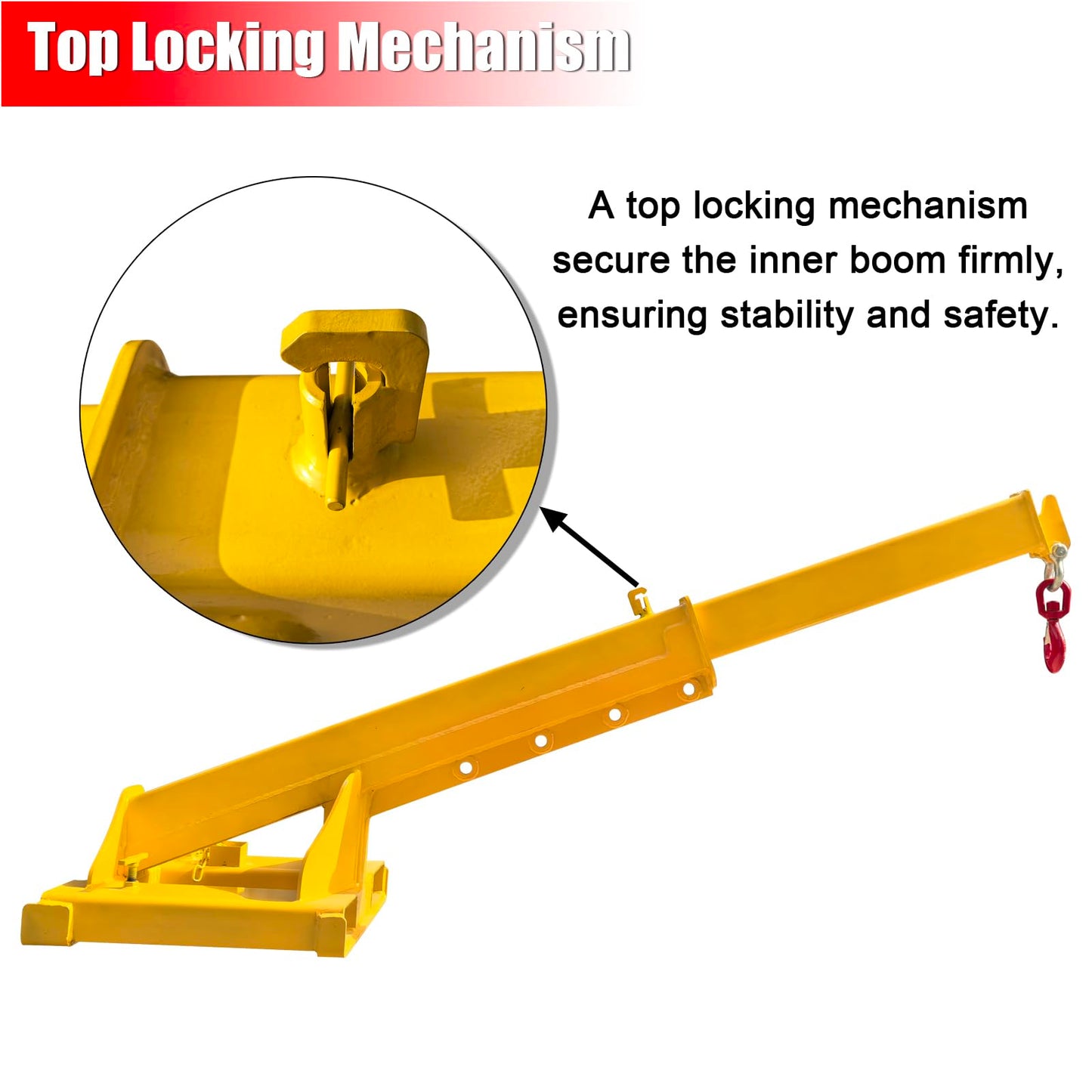 EQCOTWEA 4-Ton Telescopic Forklift Crane Boom Mobile Adjustable Lifting Jib with 8800LB Capacity & 94.5" Extendable Truss Arm, Heavy-Duty Lifting Hoist Truss Jib Boom for Forklifts and Hoists