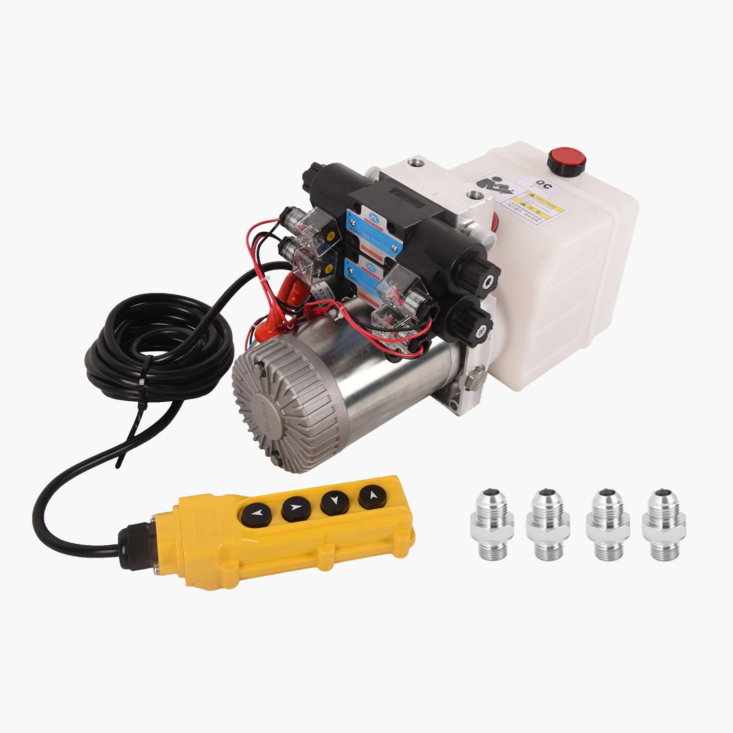 Doppy 4.5 Quart Hydraulic Power Unit,Double Acting Hydraulic Pump, 3200 PSI 12V DC Plastic Reservoir Hydraulic Pump Unit for Dump Trailer Car Lifting Platforms