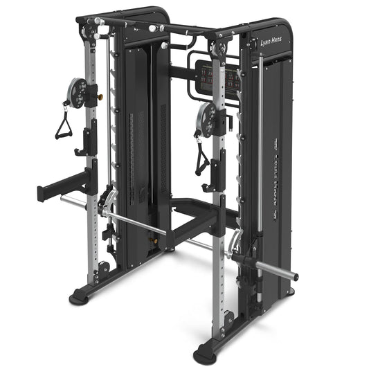 Functional Trainer Smith Machine for Commercial, Multifunctional Cable Crossover Exercise Machine, All in One Home Gym System, Compact Fitness Equipment, Workout Weight Machine for Strength Training