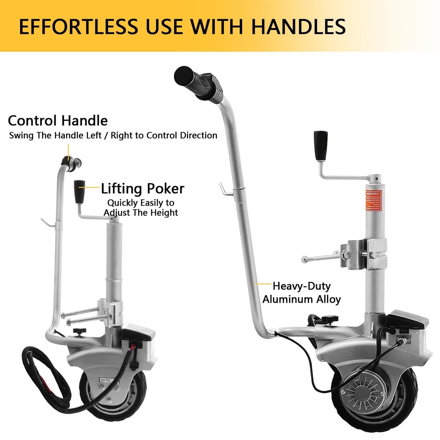 NYTFHMS Heavy Duty Marine Swivel Trailer Jack - Electric Trailer Dolly, Max Load 5000Lbs, Trailer Mover Motorized 12V/350W Trailer Jack, Power Mover Maneuver Trailer B,5000lbs