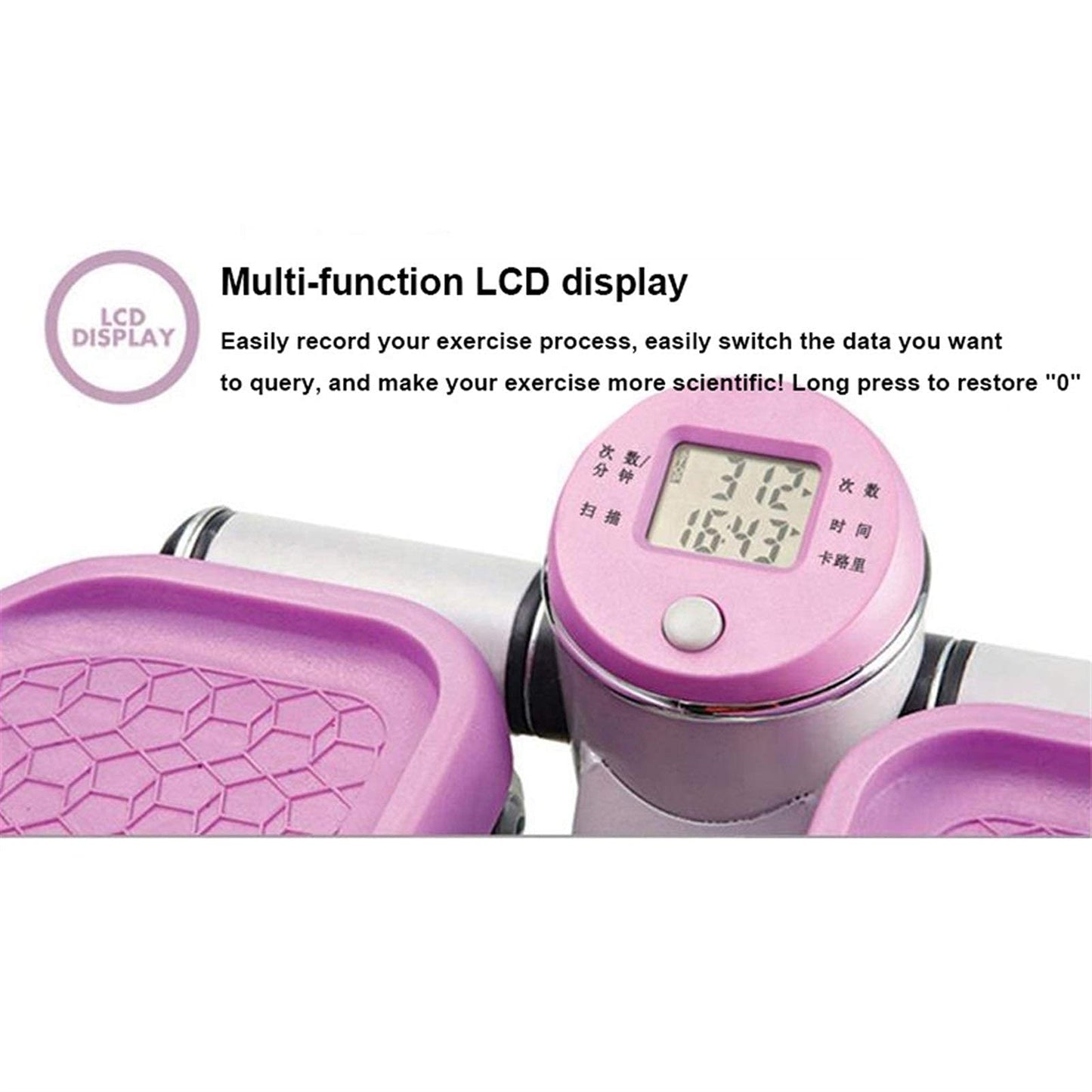 Mini-Stepper Swing Stepper Adjustable Mini Stair Stepper Home Silent Step Machine with Multi-Function LCD Display Free I