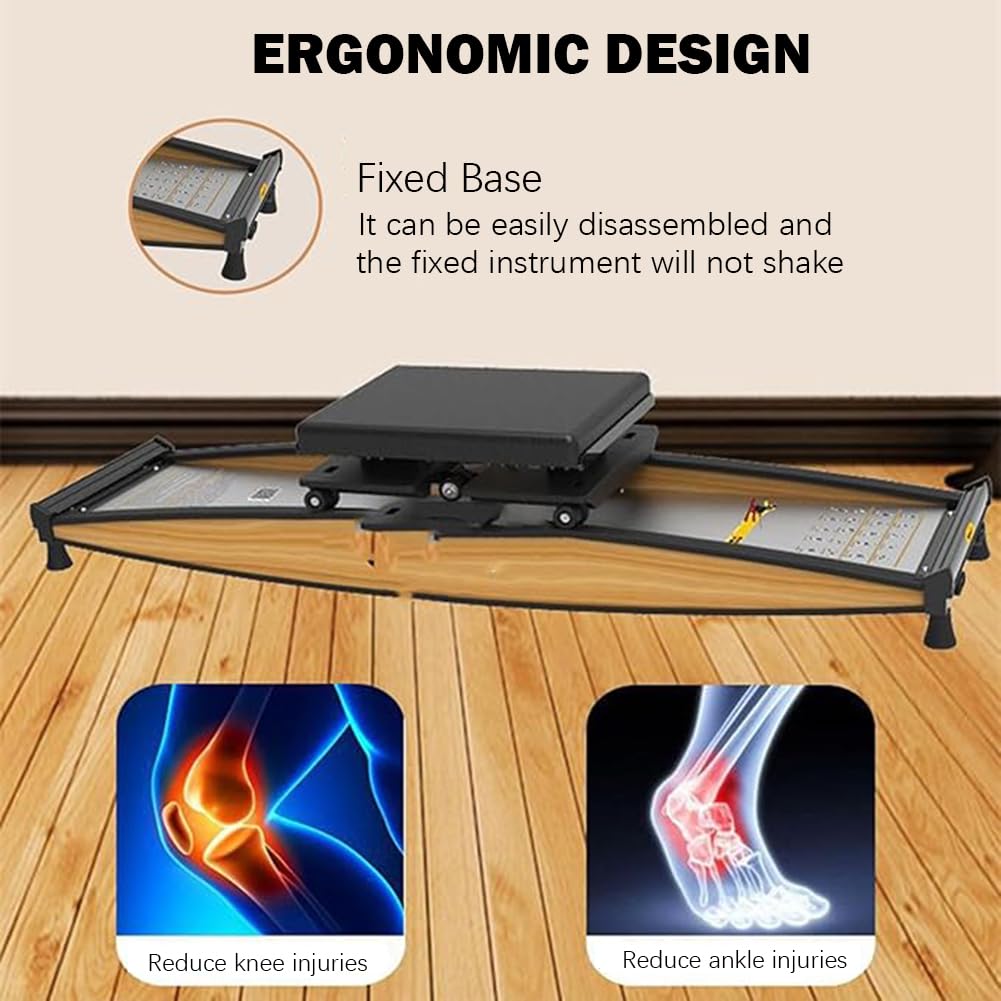 UPWONEA Ski Training Machine, Indoor Ski Simulator, Ski Machine with Handrails, Hip Body Balance Exercise Machine,with Adjustable Resistance,for Gym