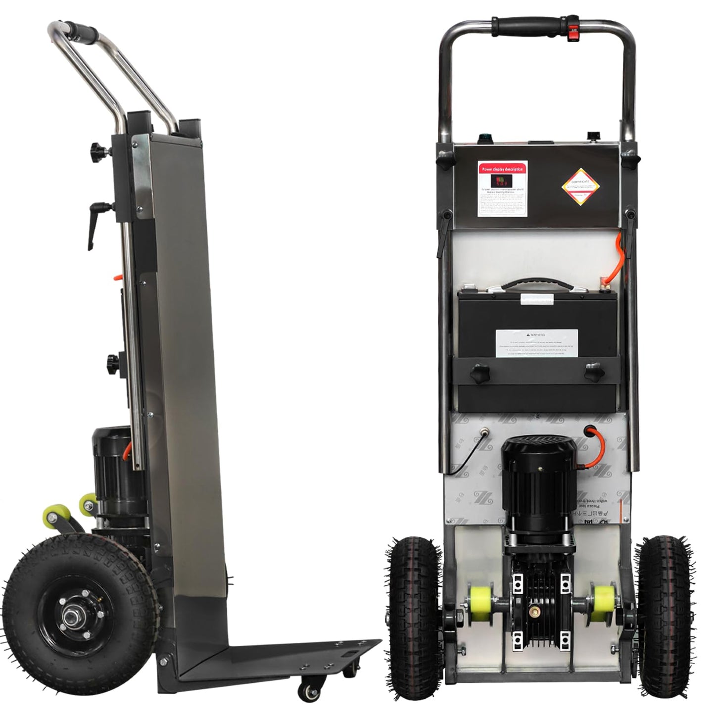 HITUGU Electric Stair Climbing Hand Trucks Dolly Cart for Moving, 880lb Heavy Duty Folding Stair Climber Cart Hand Trolley Motor Battery Powered for Furniture Family Logistics Warehouse