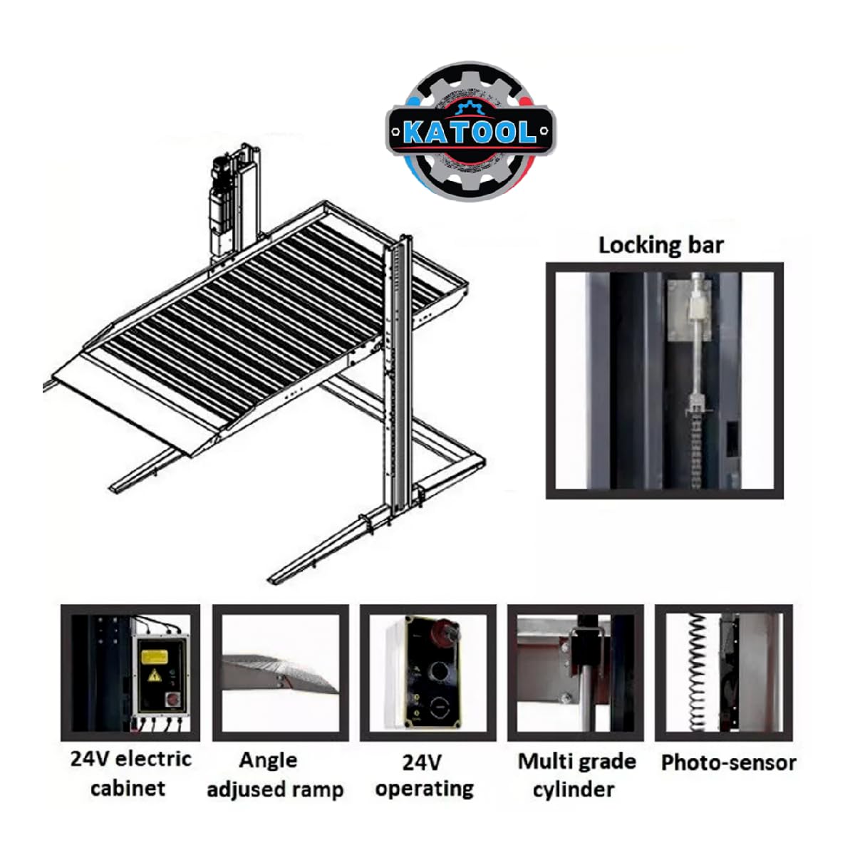 KATRAX KT-P2700 6600lbs (3000kg) 83 Inch Double Deck 2 Post Auto Lift Smart Parking Lift System Two Post Car Lift