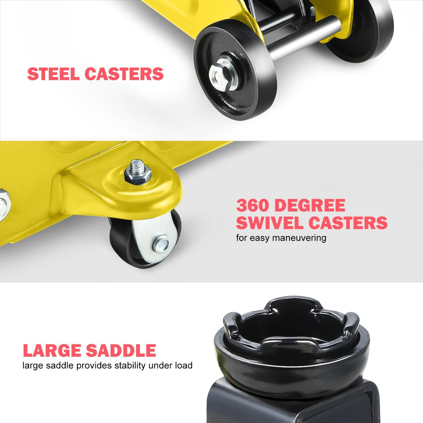 DNA Motoring Low Profile Hydraulic Trolley Service/Floor Jack, 1.5 Ton (3000 lbs) Capacity, Lifting Range 5.3"-12", Yellow, TOOLS-00326-YL