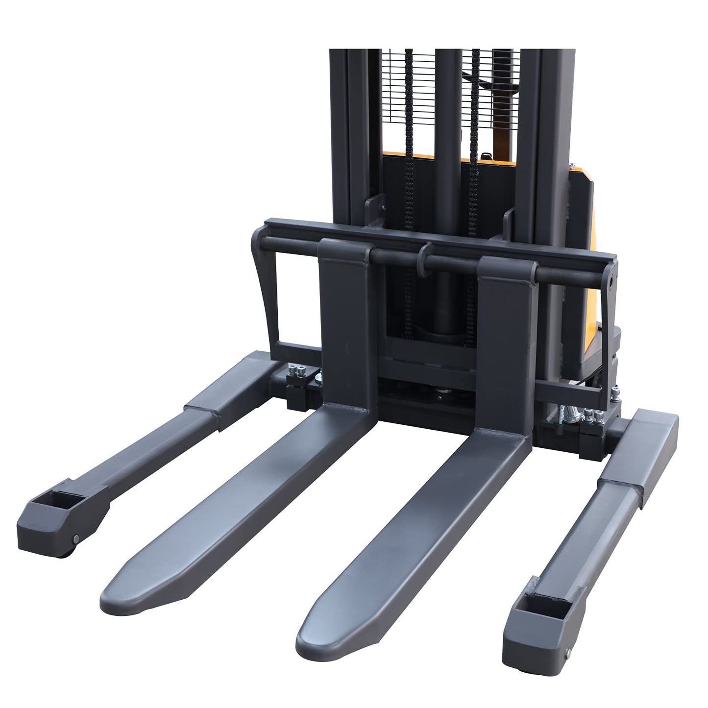 Aequanta Semi Electric Pallet Stacker Power Pallet Forklift Across Legs with Adjustable Forks 3300lbs Capactiy 98" Lifting Height