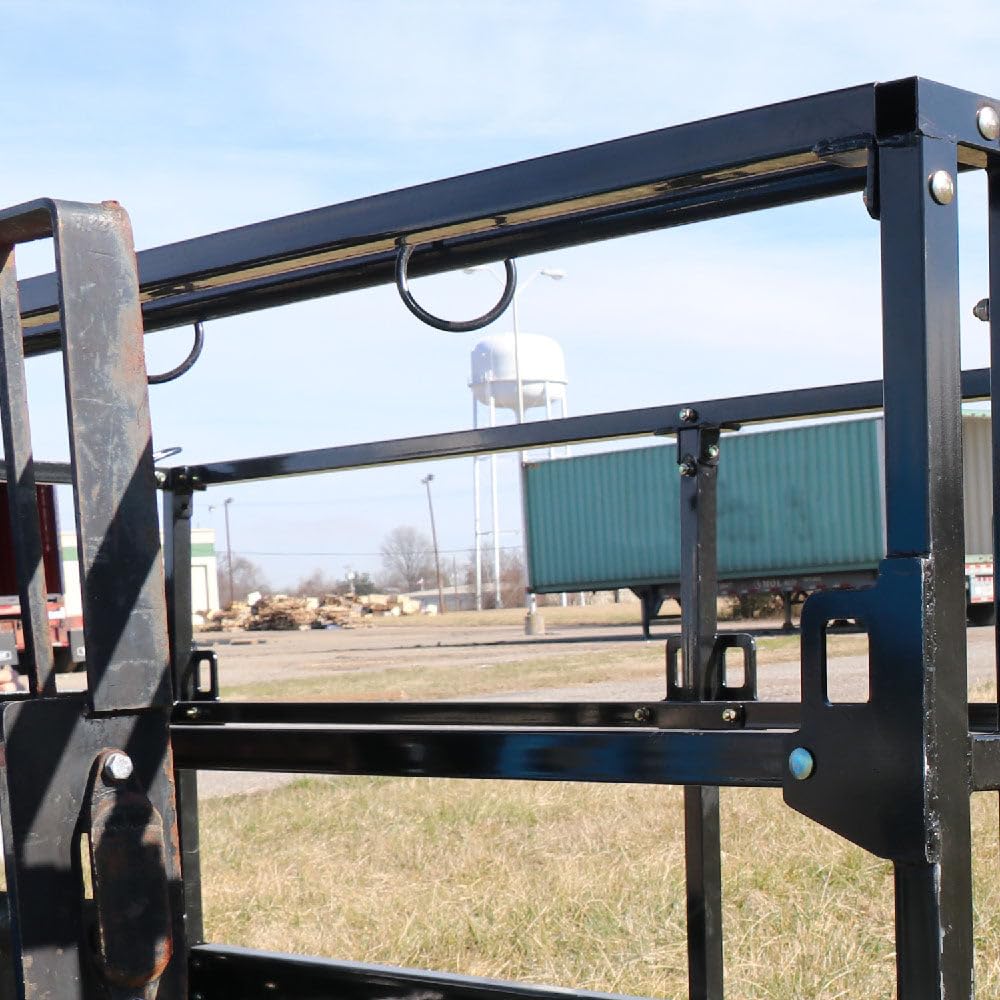 Titan Attachments 4' x 7'8" Mesh Telehandler Work Platform, Two Man Safety Basket, Forklift Telehandler Attachment, Safety Cage to Complete Aerial Tasks