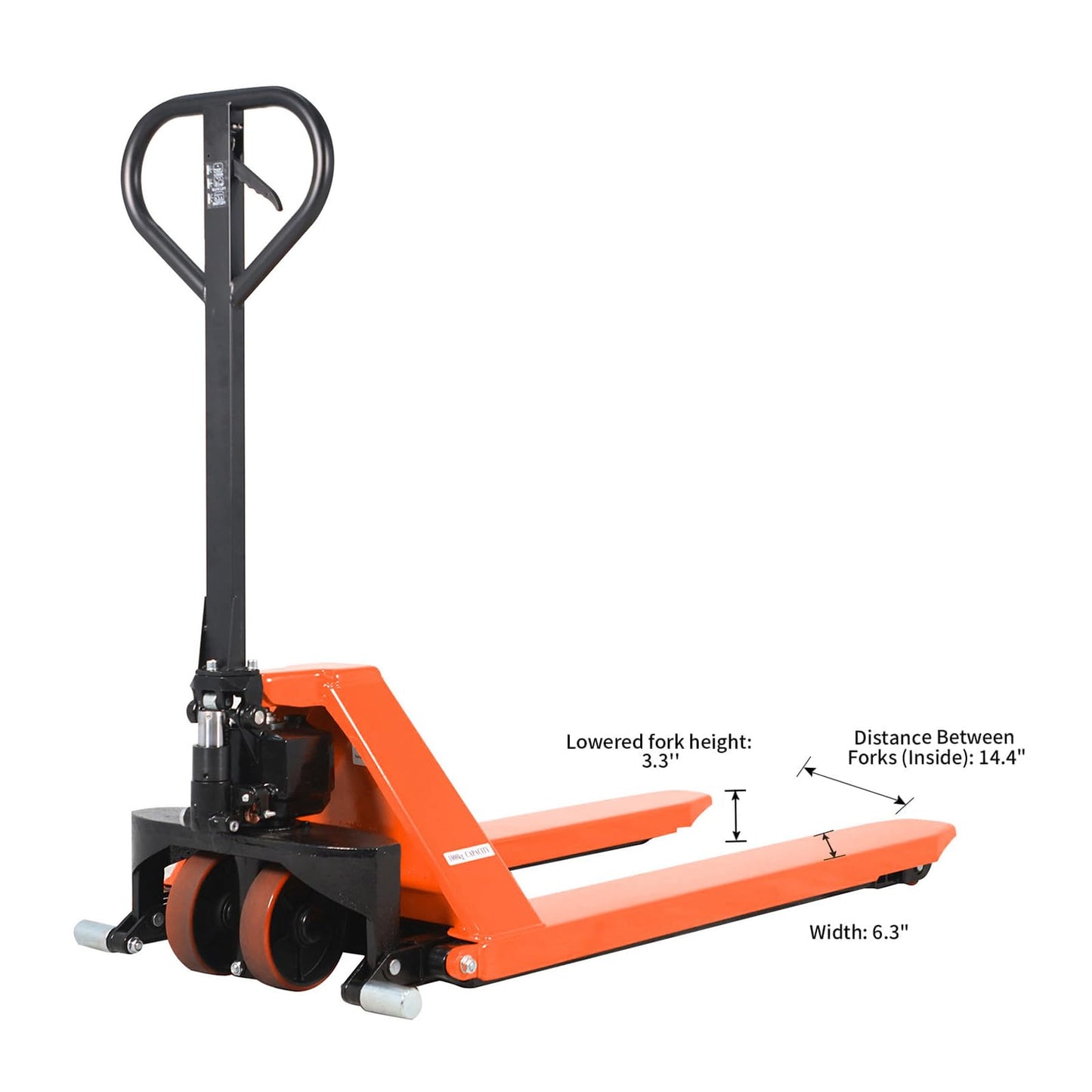 APOLLOLIFT Manual Pallet Jack, Scissor Pallet Trucks, Pallet Lift 2200lbs Capacity 45" Lx27 W Fork 3.3'' Lowered 31.5'' Raised Height, Suitable for Open Bottom Pallets, Orange
