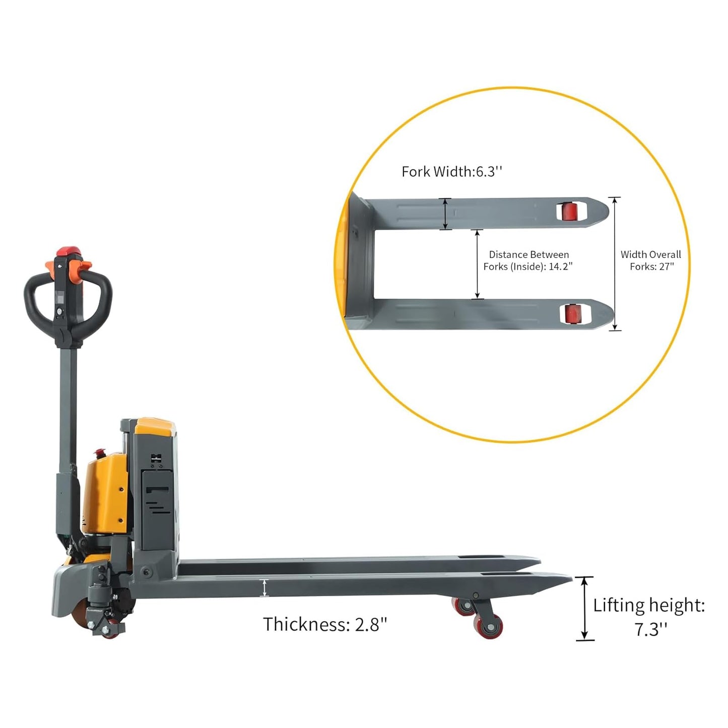 APOLLOLIFT 4400lb Capacity Full Electric Pallet Jack Truck, Lithium Battery Powered Pallet Truck 48 x 27 Forks, Lift Jacks for Narrow Spaces