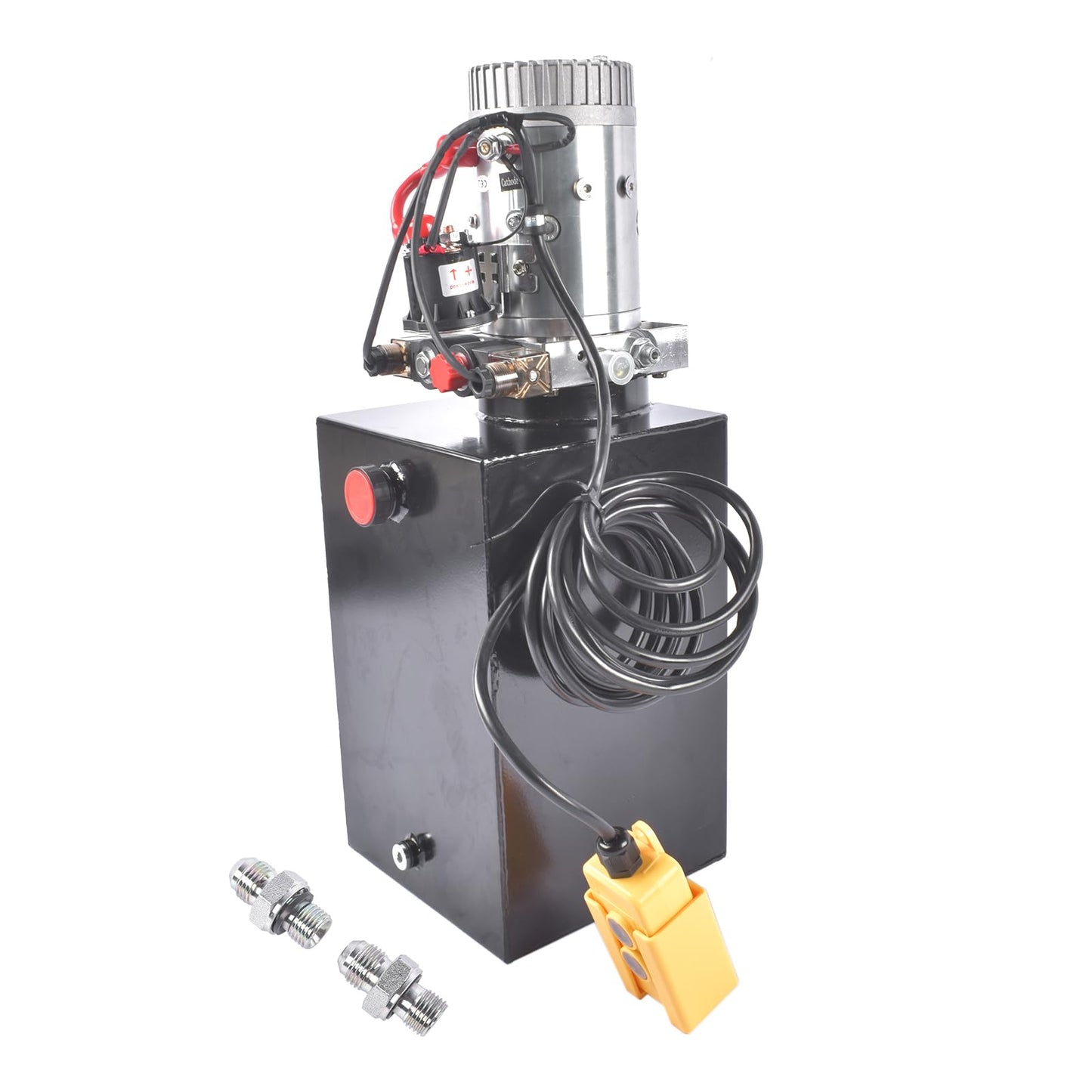 15 Quart 12V DC Hydraulic Power Unit, 3200 PSI Double Acting Hydraulic Pump with Metal Reservoir for Dump Trailers, Truck Hoists, Car Lifts, RV Leveling Jacks | Heavy Duty, SAE #6 Port, Mixizap