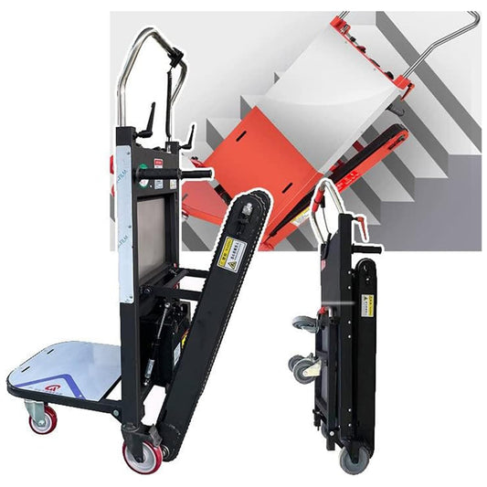 Powered Stair Climbing Hand Truck, Powered Stair Climbing Hand Trucks for Moving, Lightweight Aluminum Hand Trolley Cart Furniture Electric Stair Climber 200kg~500kg Capacity,Black,48V 72AH