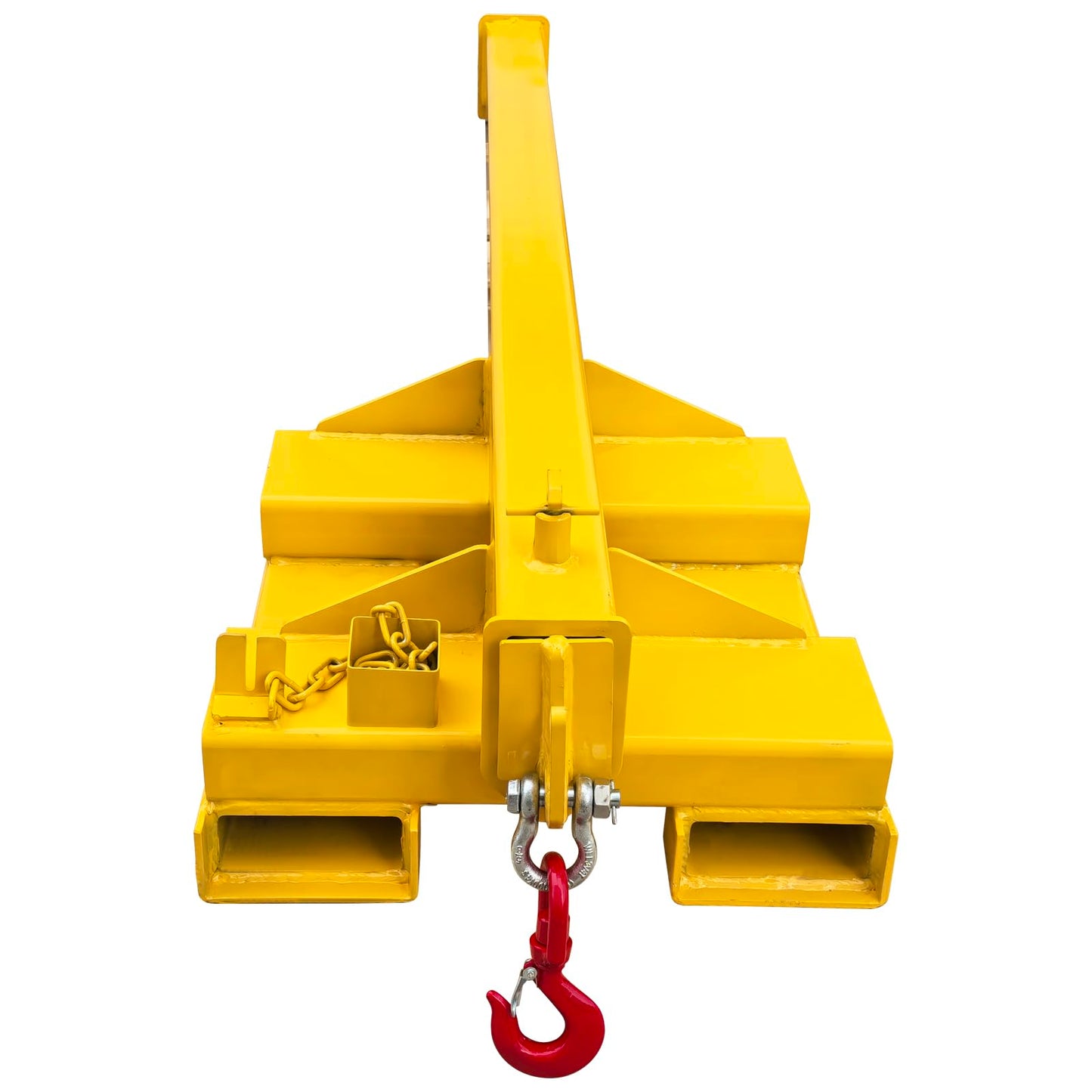 TECHTONGDA Dual-Direction Forklift Jib Crane - 6600 Lbs Telescoping Boom Works in Transverse & Longitudinal, Adjustable Mobile Crane Lifting Hoist Jib Boom with 2 Hooks, Forklift Attachment