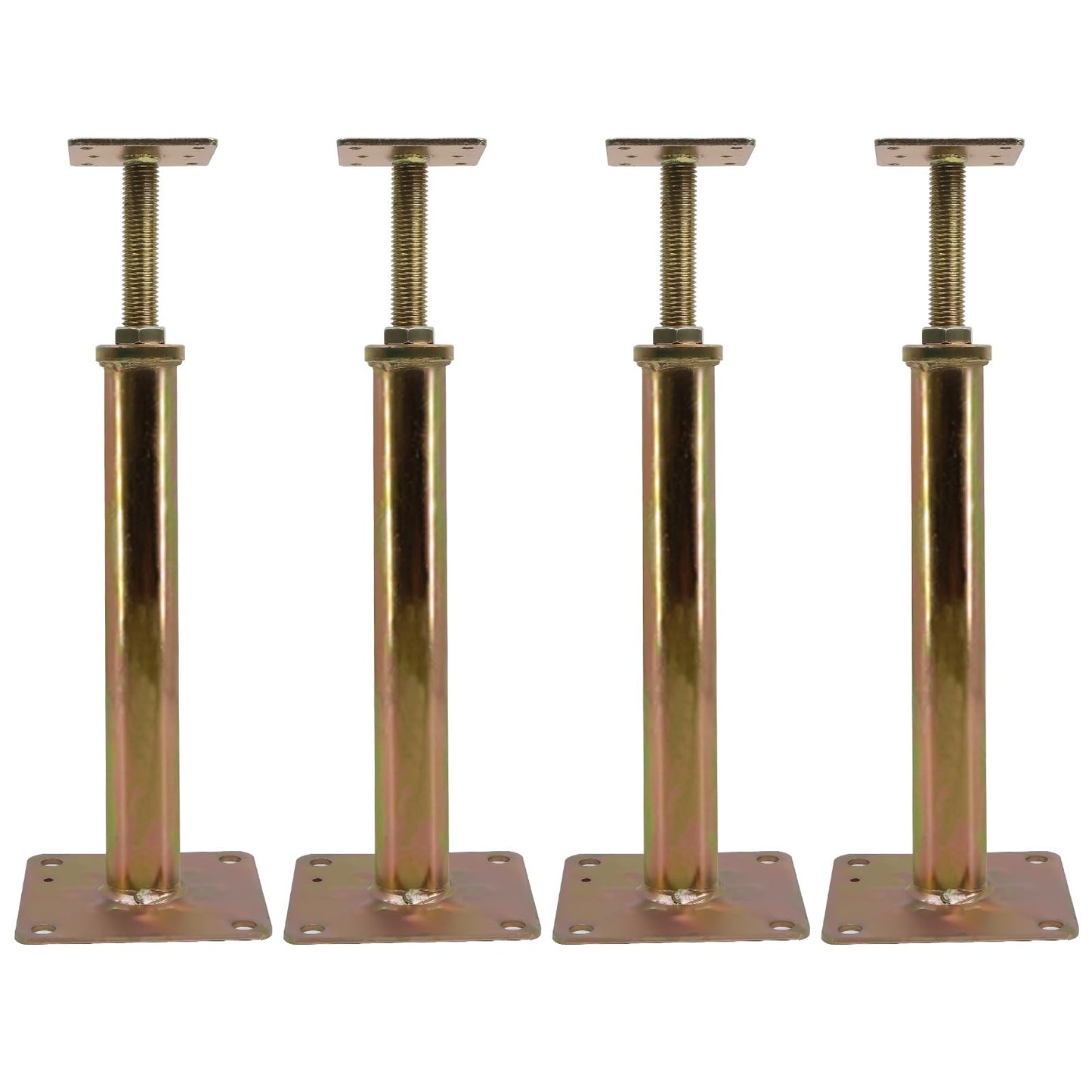 4 Pack Adjustable House Floor Jacks – 16"-20" Heavy Duty House Jacks for Leveling, Steel Support Posts for Beams, Decks, Crawl Spaces, Basements-Bronze