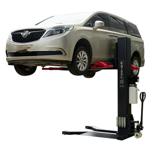 KATOOL 6000lbs Single Post Lift 110v Hydraulic Portable Lift Single Post Auto Lift 71'' Lifting Height for Home Garage