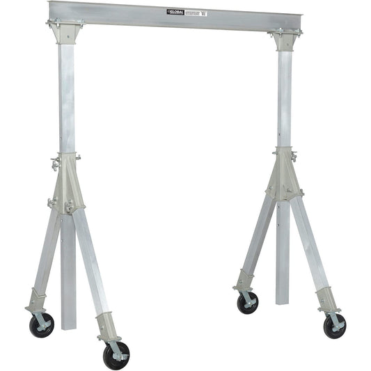Global Industrial Aluminum Gantry Crane, KD, 2000 lb Load Cap, Adjustable Height, 8'W I-Beam