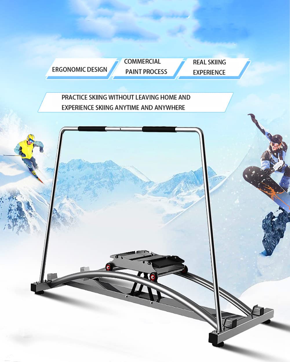 Ski Trainer Machine, Elliptical Cross Trainer, Cardio Exercise Equipment, Accurate Simulation of Skiing, Indoor Exercise Machine, for Hockey, Ice Skating, Tennis, Skiing (Silver )