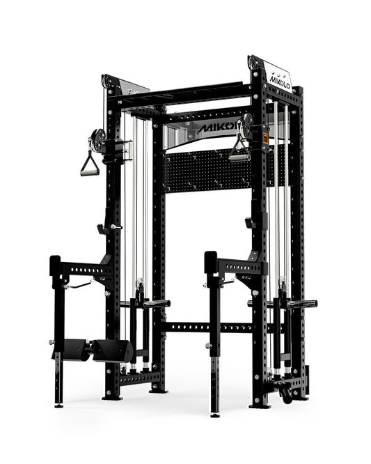 Mikolo Anubis-2.0 Standard Smith Machine, 2000LBS Power Cage with LAT Pulldown&Cable Crossover, Multi-Function Trainer with Aluminum Pulley System for Fitness Home Gym