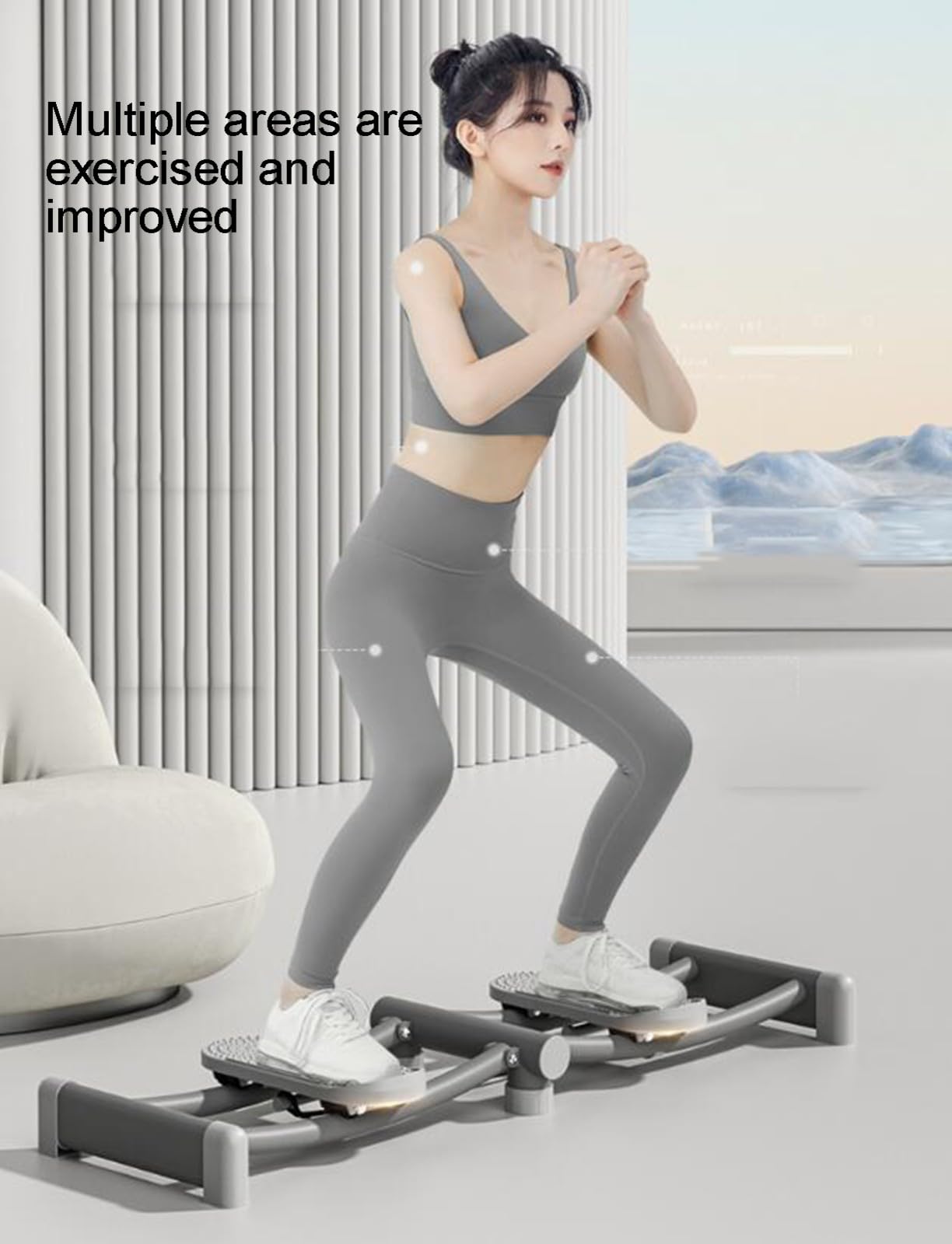 Integrated Home Fitness Ski Training Machine with Timer, Leg Trainer, Adjustable Pole