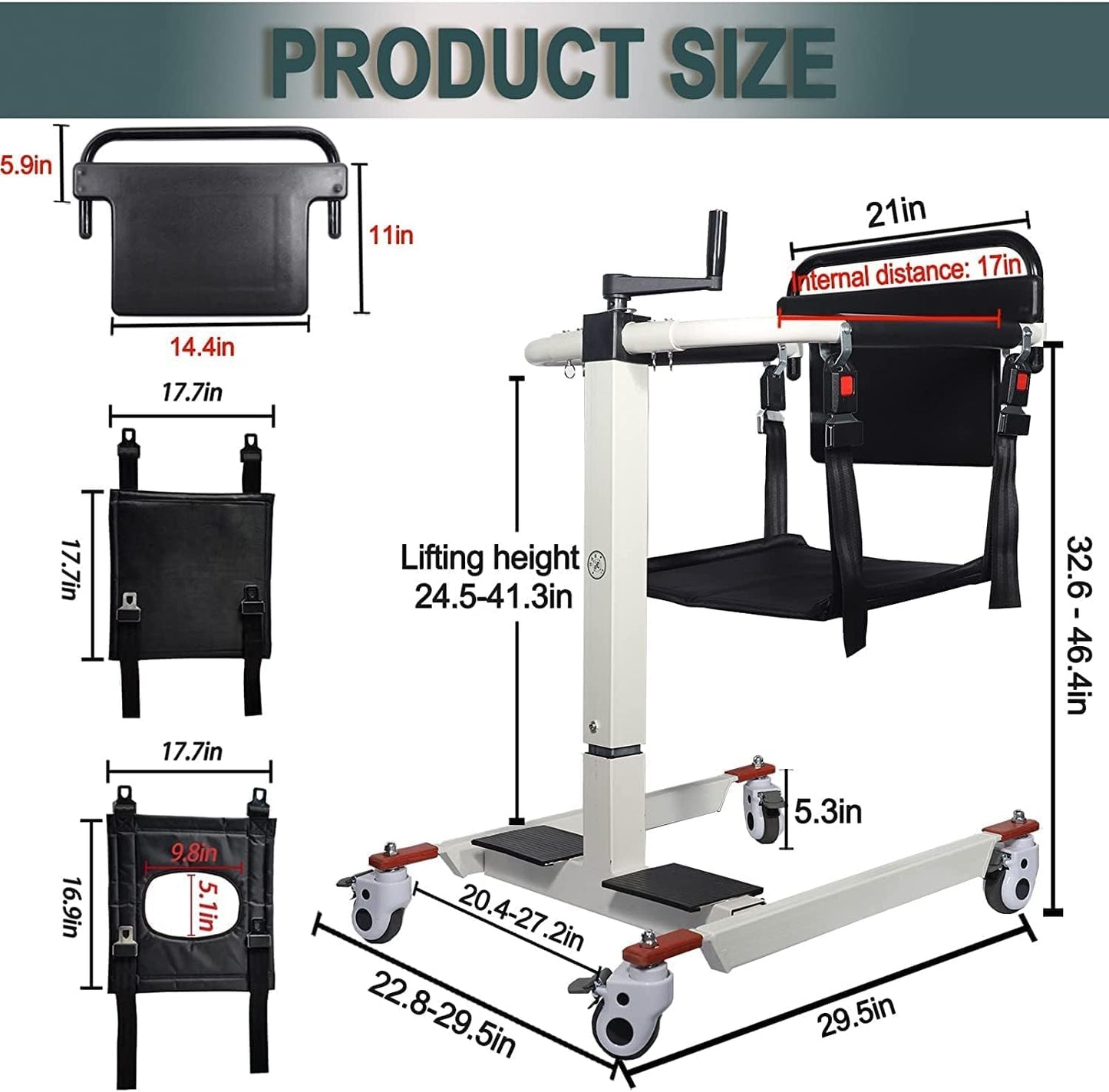 Patient Lift Transfer Chair, Transfer Lift Chair for Disabled, Portable Car Transfer Lift Bed to Wheelchair Transfer Devices, Transfer Chair for Elderly & Disabled (A)