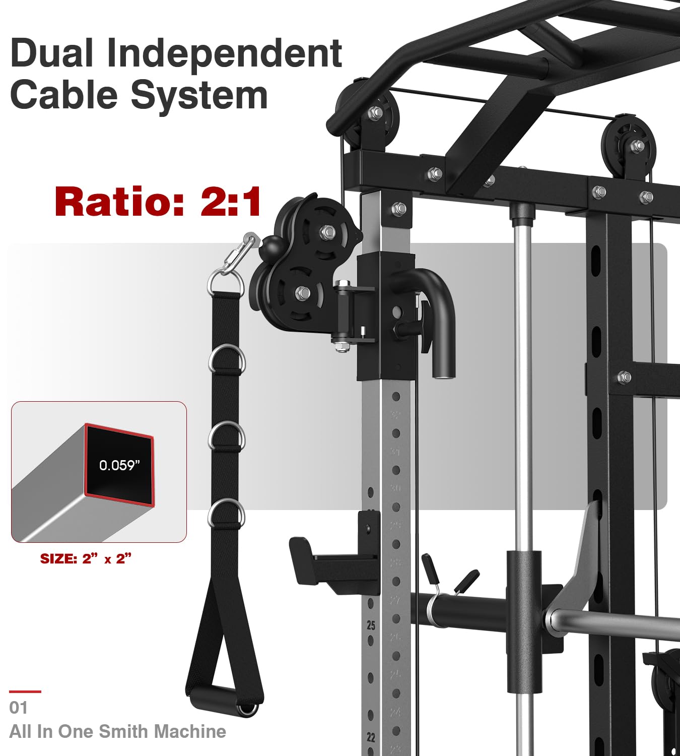 DONOW Smith Machine with Weight Stacks, Multi Function Home Gym System Training Power Cage Squat Rack Dual Cable Crossover Machine All in One