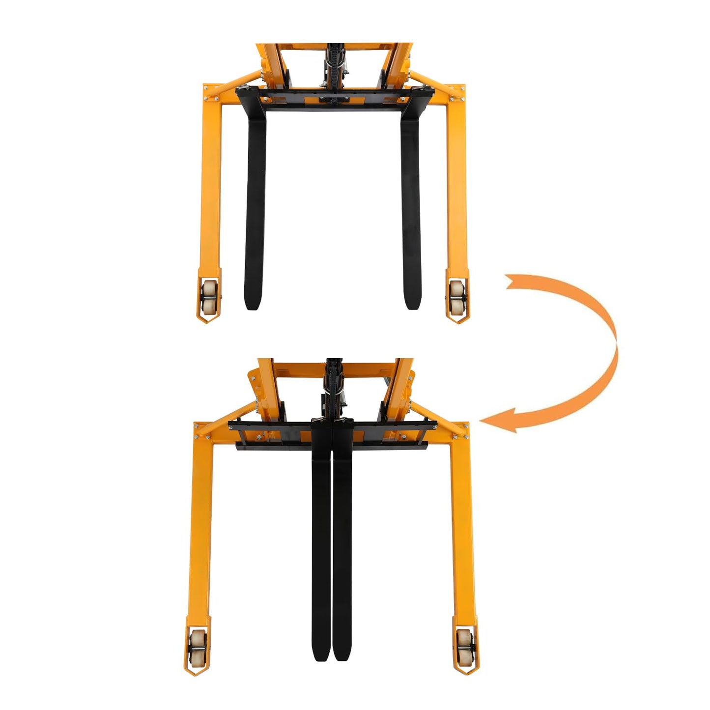 APOLLO Manual Forklift Hand Pallet Stacker 2200lbs Capacity 63" Lifting Height with Straddle Legs and Adjustable Forks