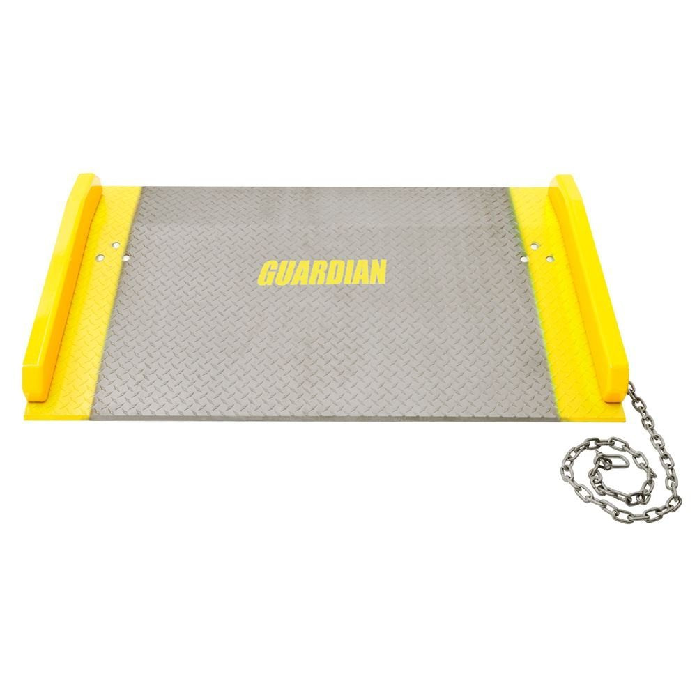 Dock Board, 60" x 60", Aluminum, 15,000 lb, for Forklifts, 7" H Differential, Guardian
