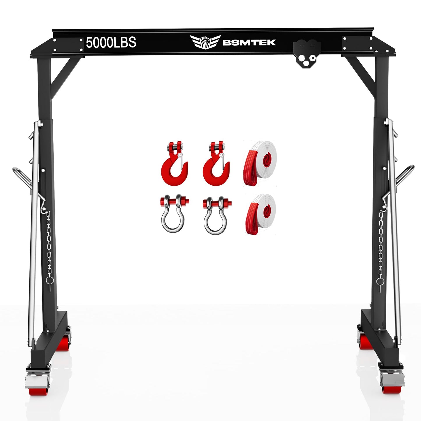 2 Ton Adjustable Gantry Crane,2026 Upgraded 5000LBS Steel I-Beam Construction, Portable Design with 360°Locking Wheels,Gantry Crane Adjustable Height from 8.53-12.5ft for Workshop,Garage