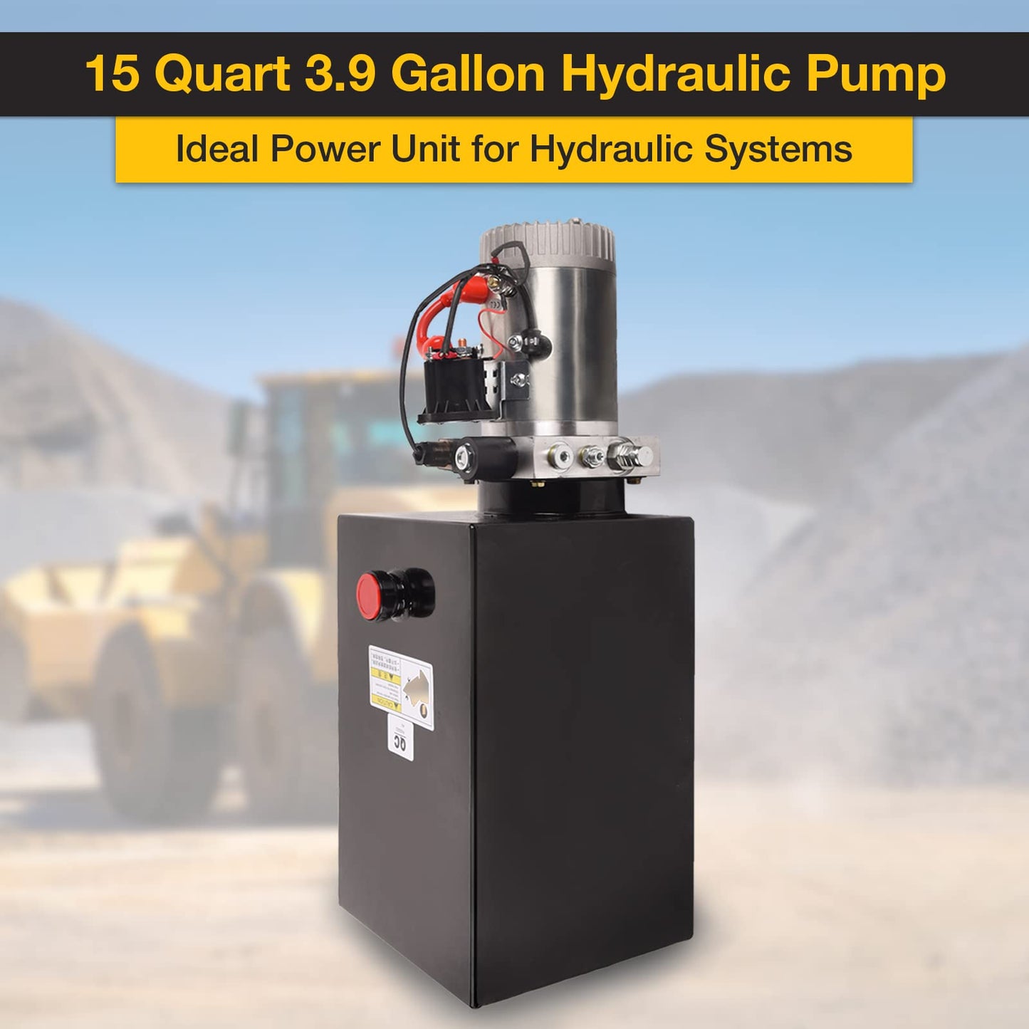 Doppy Hydraulic Power Unit 15 Quart,12V DC Motor 3200 PSI Single Acting Metal Reservoir Dump Trailer Pump for Dump Trailer Car Lifting