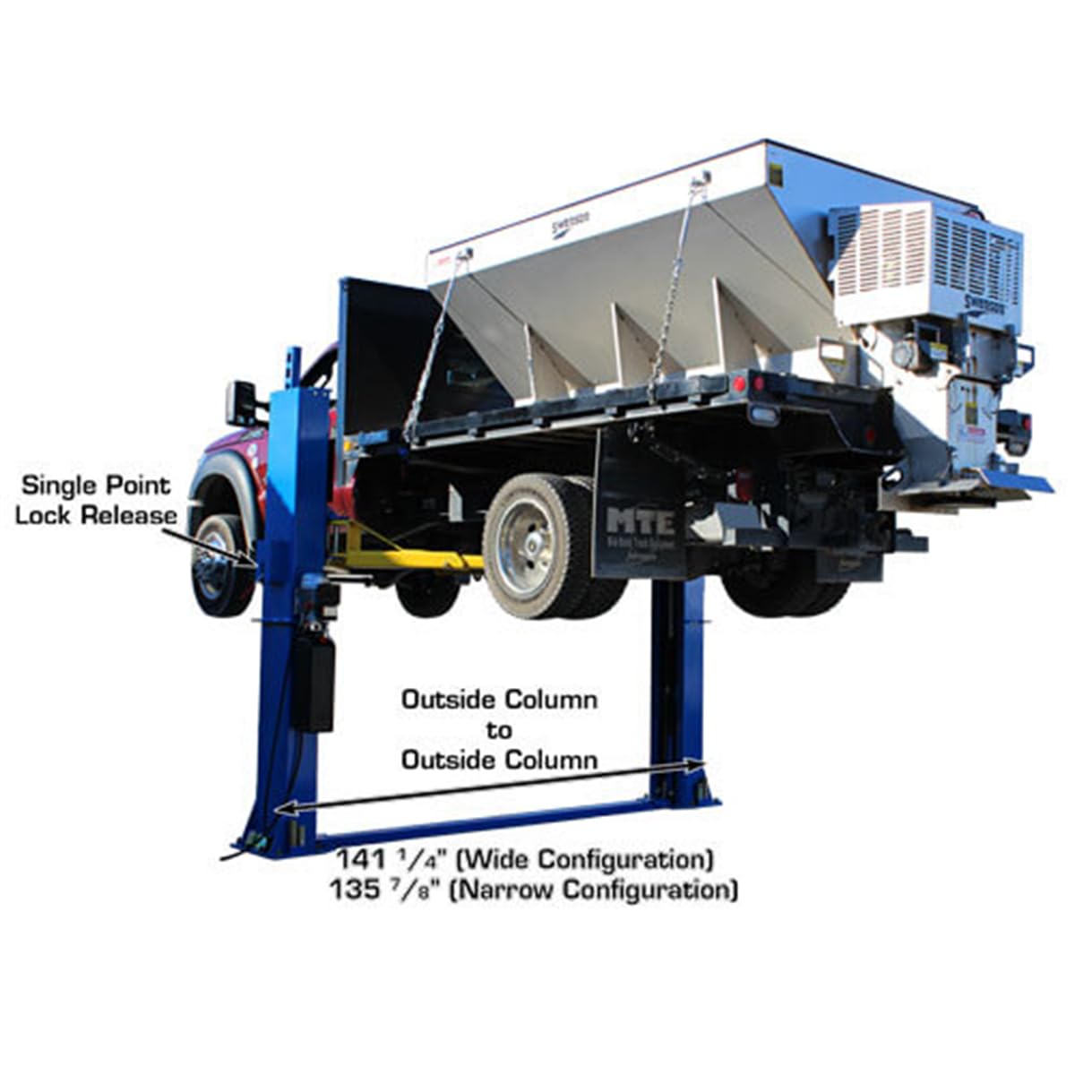 Atlas Automotive Equipment BP12000X 2-Post Commercial Grade Vehicle Lift, Baseplate, Open-top Style, 10’4” Minimum Ceiling Height, 12,000lb Capacity, 3-Stage Symmetric Arms, For Low Ceiling Garage Use