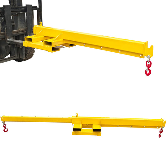 TECHTONGDA Dual-Direction Forklift Jib Crane - 6600 Lbs Telescoping Boom Works in Transverse & Longitudinal, Adjustable Mobile Crane Lifting Hoist Jib Boom with 2 Hooks, Forklift Attachment