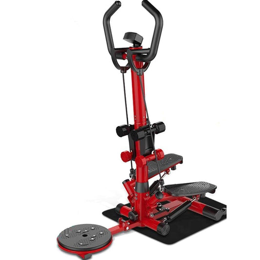 Mini-Stepper Swing Stepper Twist Stepper Stair Step Machiner with Dumbbells and Twist Discs Home Weight Loss Climbing Machine Sports Equipment for Women Men Hello (Red)