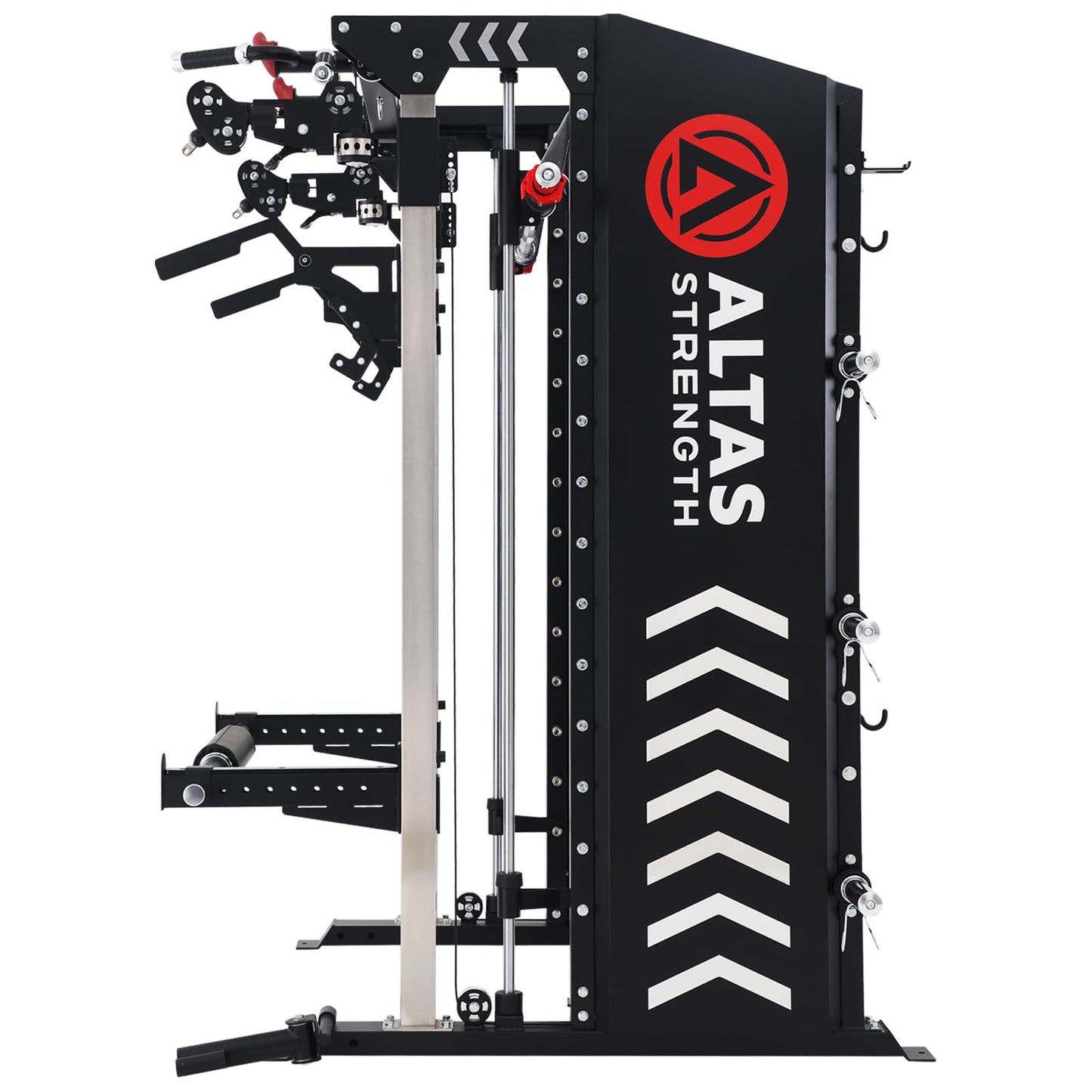 ALTAS STRENGTH Home Gym Equipment Smith Machine with Pulley System Gym Squat Rack Pull Up Bar Upper Body Strength Training Leg Developer Commercial Fitness Equipment Included Accessories 3000