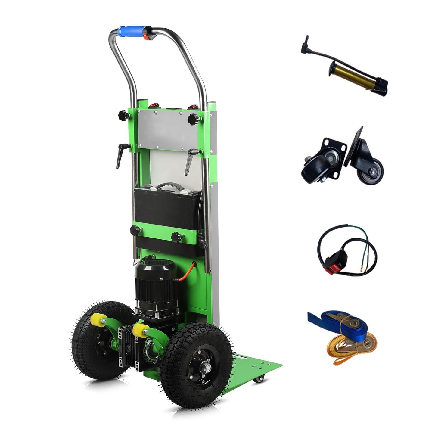WMWZPYH Powered Stair Climber Cart, Electric Stair Climbing Dolly for Moving Furniture Logistics Warehouse, 881LB Capacity Heavy Duty Hand Trucks with Rubber Tires and Telescoping Handle(Green)