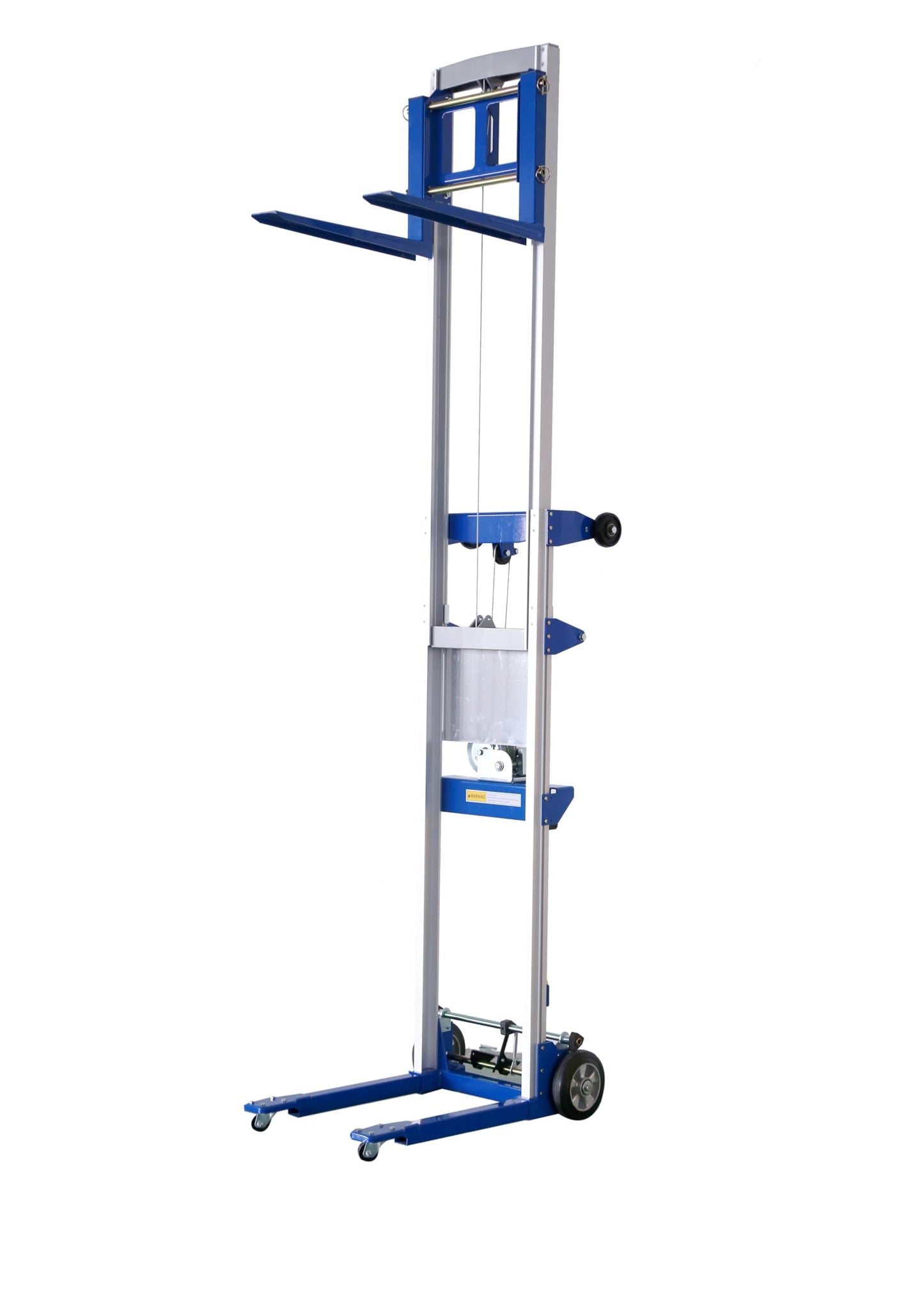 ELOMBR 400 lbs Material Lift Winch Stacker, 122" Lift Height, Fixed Straddle Hand Winch Lift Truck, Material Lifts for Warehouse, Factory, Library, 34.60"L x 24.80"W