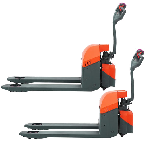 T TORY CARRIER 2 Pecies Pallet Jack Full Electric Pallet Truck Mini Type 3300 Lb. Capacity 48 x 27 Forks Material Handling Lift Suitable for Warehouse, Supermarket, Dock