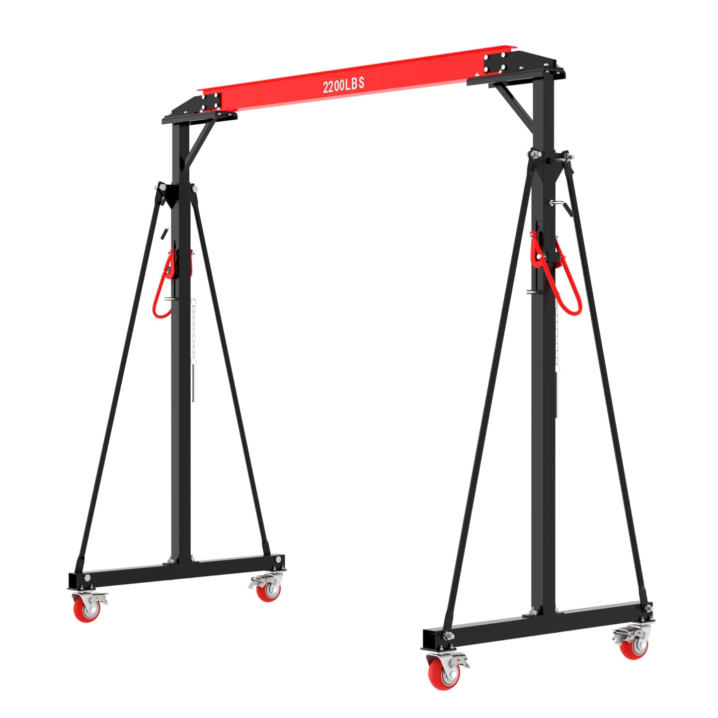 Adjustable Gantry Crane 1 Ton 2200 Lb, 12 Height Positions 97-141 in, Triangle Base a-Frame, Heavy Duty Steel i-Beam, Portable Lifting Crane for Warehouse, Shop, Construction